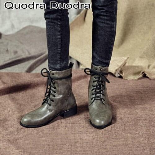New Mid-Calf Women martin boots new Winter Boots Round Toe shoes Punk chunky Fashion Female Shoes Lace-up Big Size 48 43