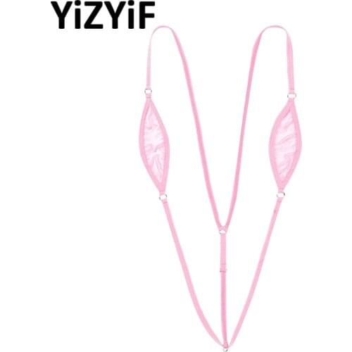 Women One-piece Swimsuit Lingerie Bodysuit Micro Bikini Sexy Sheer Spaghetti Straps Y-back Mini Micro Thong Bikini Nightwear