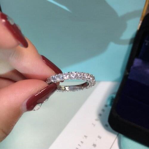 Hot Sale Fine Jewelry Women Band 925 sterling Silver Solid Ring 5A Zircon CZ Engagement Wedding Rings For Women Gift