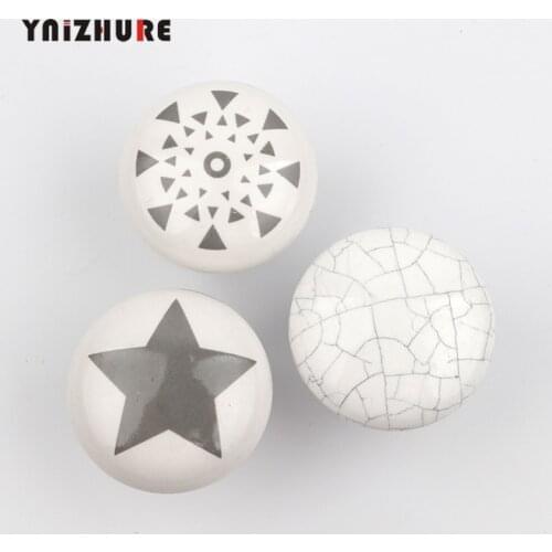 1PCS Round Ceramic Furniture Handle Kitchen Cabinet Drawer Pull Handle Knobs Single Hole bedroom furniture Knobs