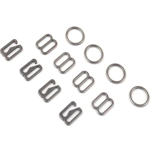 10mm Gunmetal Metal Slider G Hook And Strap O Ring Adjusters Bra buckle making Lingerie Bikini Swimwear Colthing Accessories DIY