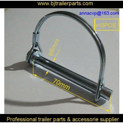 10PCS ROUND WIRE LOCK PINS 8MM BRIGHT ZINC PLATED, PINS PARTS, TRAILER PARTS