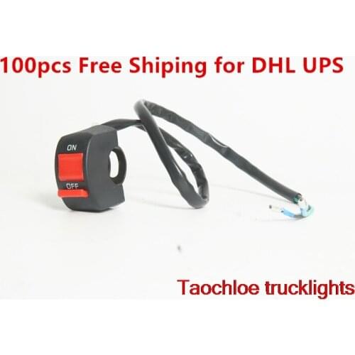 100 pcs black motorcycle fog light switch 7/8" handlebar ON/OFF button bullet connector 12v DC electrical system new