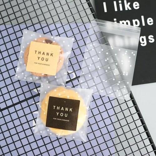 100pcs Gift Bags Plastic Candy Cookies DIY Self-Adhesive Pouch Birthday Wedding Party Decoration Supplies Baking Packaging Bag