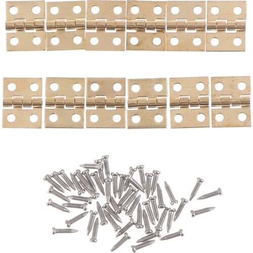 12 Set Mini Metal Hinge And Screws for 1/12 House Miniature Cabinet Furniture Brass Hinge Dollhouse Miniature Cabinet Closet