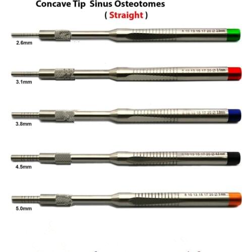 5 Piece Dental Implant Osteotome Instruments Dental tooth extraction tool maxillary Sinus Lift Straight ( Concave Tips)