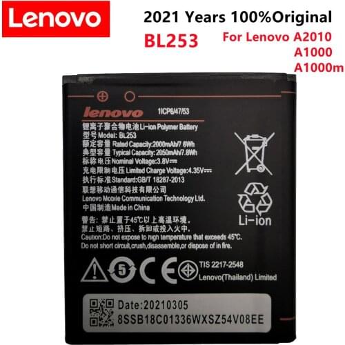 3.8V 2000mAh BL253 For Lenovo A2800D A3800D A3600D A2580 A2860 A2010 For Lenovo Vibe A 4.0" A1000 A1000m Battery