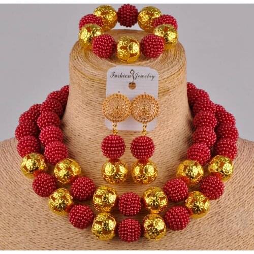 Burgundy wine costume necklace african set nigerian wedding set simulated pearl nigeria set ZZ08