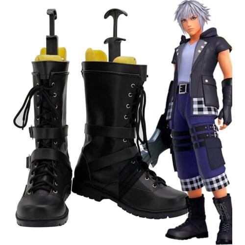 Kingdom Hearts Cosplay Riku Shoes Boots Cotume Prop Adult Halloween Carnival Black Boots Men Euro Size