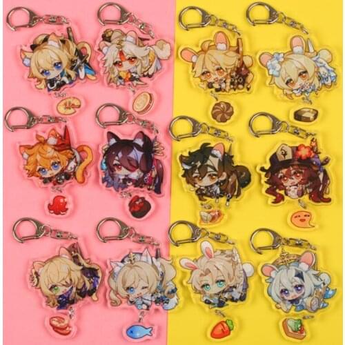 Genshin Impact Tartaglia Hutao Razor Xiao Albedo Cosplay Key Chains Two-sided Keychain Acrylic Pendant Keyring