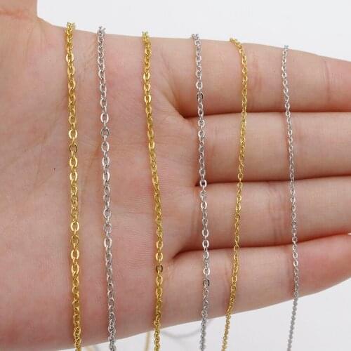10Pcs/Lot 40cm 45cm 50cm Stainless Steel DIY Necklace Chain 1mm 1.5mm 2mm Thickness Chain Necklace For Womens Jewelry