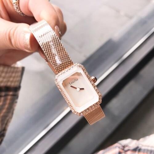 New Fashion Womens Watches Stainless Steel Mesh Strap Diamond Quartz Watch Relogio Feminino Black Clock