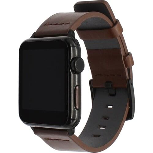 Premium Leather Watchband for iWatch Apple Watch 38mm 40mm 42mm 44mm Series 5 4 3 2 1 Watch Band Steel Clasp Strap Bracelet Belt