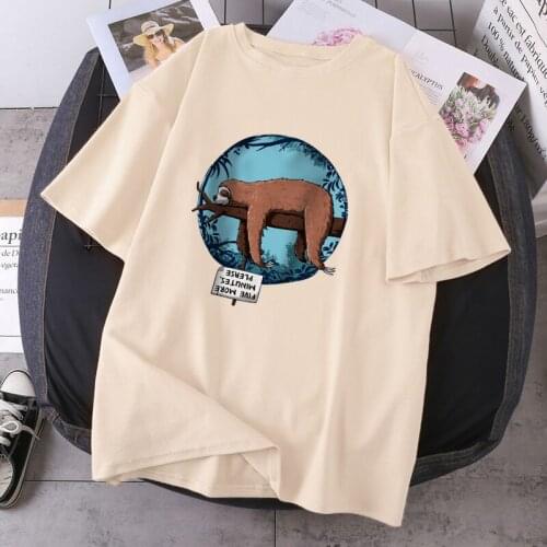 Sloth And Moon Streetwear T Shirts Women Short Sleeve Fashion Summer T-shirts Purple Black Cosplay Tops Tees Ladies Camiaetas
