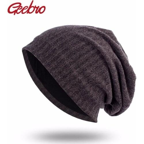 Geebro Women Plain Color Ribbed Stripe Beanie Hat Casual Knitted Hats Girls Female Hat Cap Outdoor Warm Beanie Cap