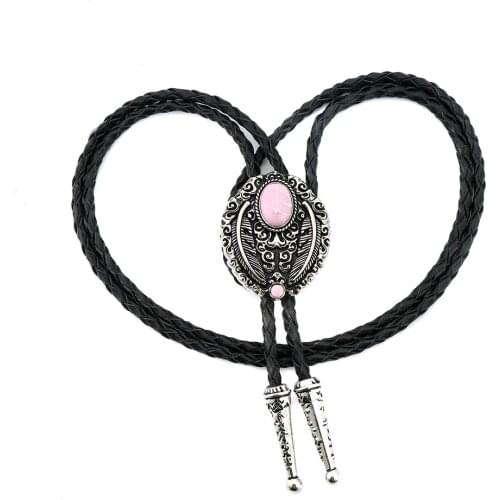 Western Cowboy Stone bolo tie for man cowboy western cowgirl lather rope zinc alloy necktie