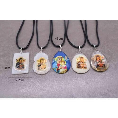 Santa Ana and the Young Christ Medal Leather Necklace, as well as the Virgin and the Baptist St. John Edit