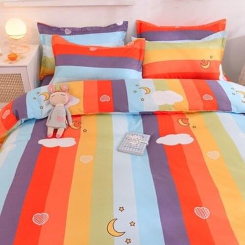 Colorful Home Textile Girl Kids Bedding Set Honey Peach Pink Duvet Cover Sheet Pillowcase Woman Adult Beds Sheet King Queen Full