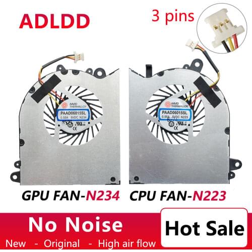 Laptop cpu gpu cooling fan cooler radiator for MSI GS60 6QD 6QE 6QC 2QE 2PE 2PC 2QD 2PL PAAD06015SL N223 N234 DC 5V 0.55A