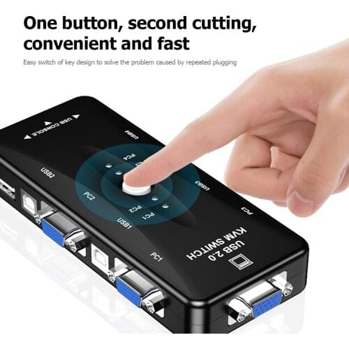 USB KVM Switch Dual Monitor with Sufficient Durability and Ruggedness 4 In 1 Out VGA Splitter Box for Keyboard Mice Monitor