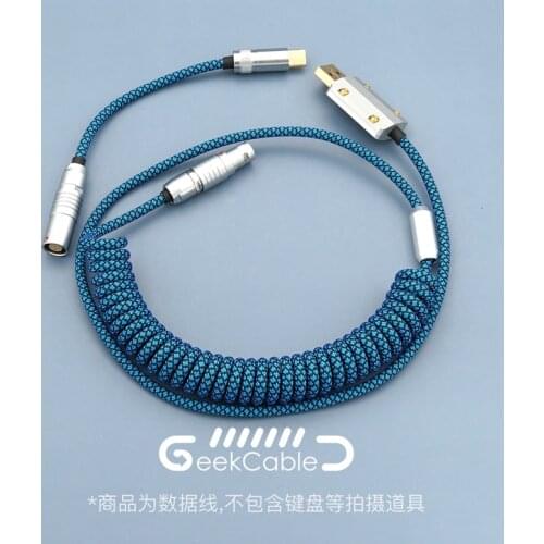 GeekCable Handmade Mechanical Keyboard Data Cable For GMK Theme Diamond Blue Colorway For SP Keycap Theme Line