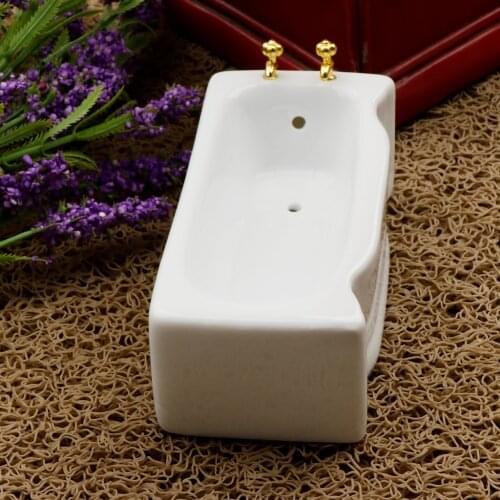 1/12 Scale Dollhouse Miniature Furniture Decoration Kit Dolls House Ceramic Bathtub Bathroom Accessory White