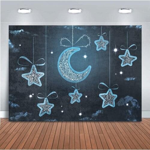 MOCSIKA Photographic Backdrops Newborn Baby Shower Party Decoration Supplies Moon and Stars Background for Photo Studio