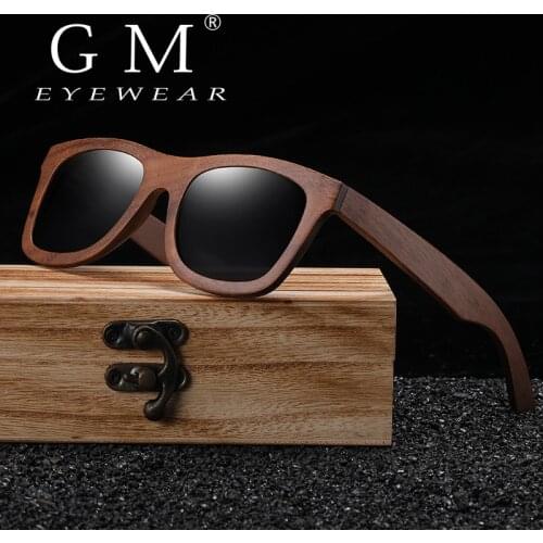 GM Brand Fashion 100% Handmade Natural Walnut Wooden Men Sunglasses Polarized Sun Glasses Women UV400 Mirror Eyewear S856CB