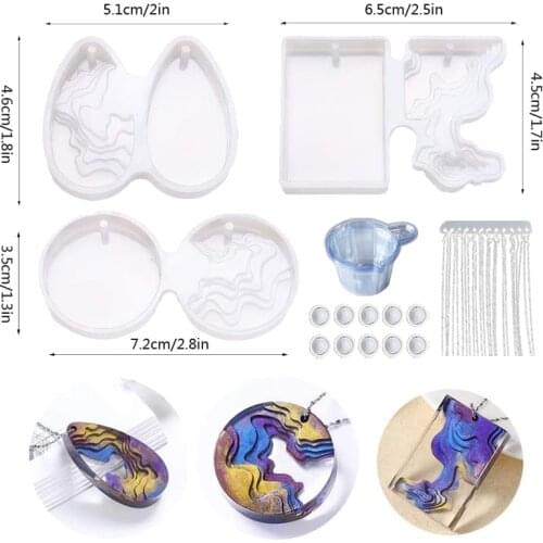 3 Pack Casting Mold Kit,with a pack Silver Necklace,10 Finger Cots,10 Dispensing cups,for DIY Crafts