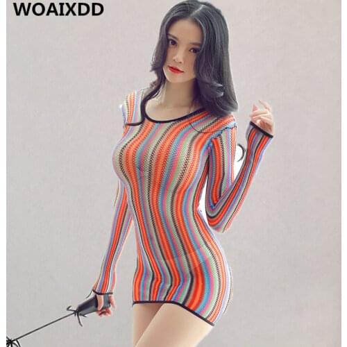 Fishnet Underwear BabyDoll Mini Dress Women Elasticity Lenceria Sexy Lingerie Hot Erotic For Women Sex Costumes Porn Sleepwear