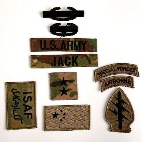 US ARMY SPECIAL FORCES AIRBORNE OFFICER 2 STAR MAJOR GENERAL RANK BADGE INSIGNIA CP CAMO CAMOUFLAGE PATCH FULL SET 012