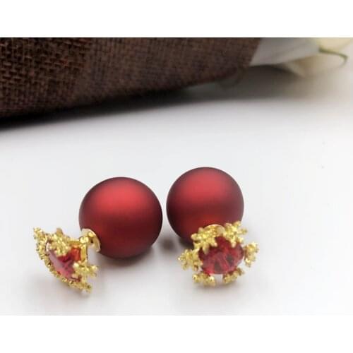 Luxury Gold Snow Red Crystal zircon earrings Famous brand girl/womans jewelry Lovers Engagement Jewelry whosale