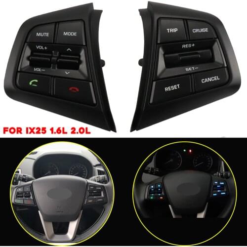Car Steering Wheel Cruise Control Buttons Remote Control Volume Switch For Hyundai Creta Ix25 1.6L Left Right Side Blue Light