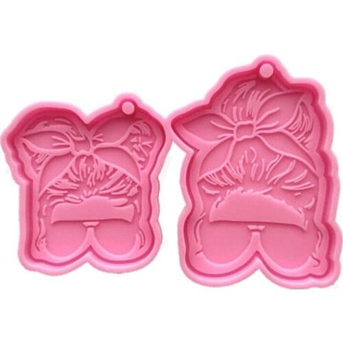 Sunglasses Girl Keychain Resin Casting Silicone Mold Woman Keychain Combination Decorative Pendant Mold T84A