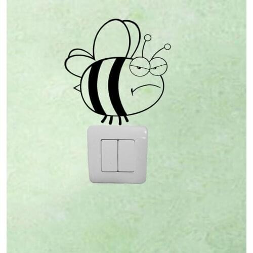 Removable Vinyl Angry Honey Bee Switch Sticker Animal Home Decor Wall Decal 3SS0186
