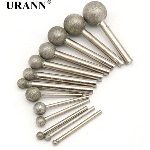 1pcs 3mm/6mm Shank Spherical Diamond Polishing Grinding Head Mounted Points Bit Dremel Rotary Needle Round Wheel Granite Burs