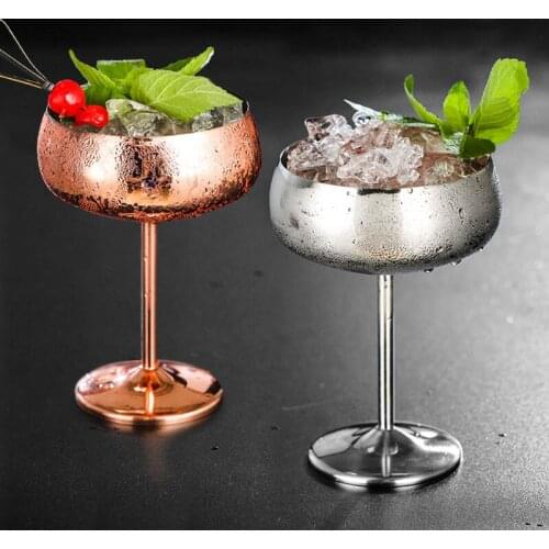 Stainless Steel Wide Dish Cocktail Glass Creative Metal Cocktail Bar Restaurant Champagne Cup Goblet 450ml Bar Supplies