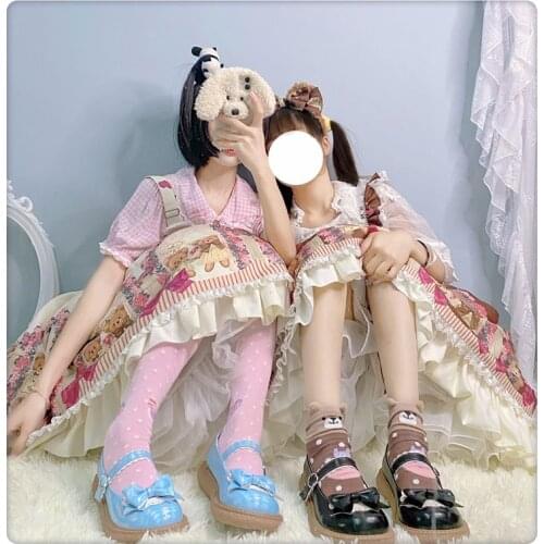 Student Jk Big Round Toe Lolita Shoes Anime Goth Cosplay Women Female Sweet Girls Bow Kawaii Cute Buckle Harajuku Japanese Retro