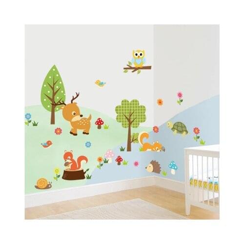 DIY Cartoon Night Owl on the Tree Vinyl Wall Sticker Animal Friends Home Decals Kids Rooms Nursery Wall Decor Wall Art Murals