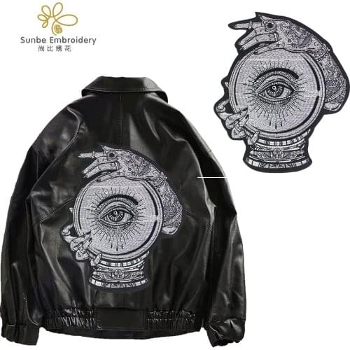 Embroidery Big Hand Eye Patches Applique for Clothes Jacket Iron on Puck Badges