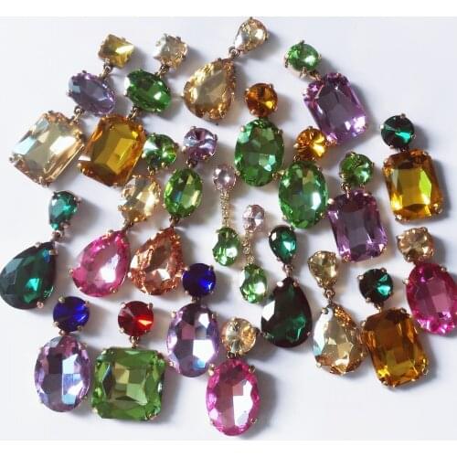 High Quality Crystal Round Water Drop Ceometric Dangle Earrings Rhinestone Earrings Fashion Wedding Jewelry women Brincos 2019