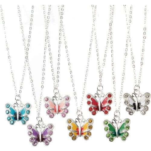 Y2K Candy Color Crystal Butterfly Necklace For Women Harajuku Vintage Charms Necklace Jewelry Friendship Gifts New 90s Style