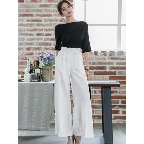 New arrival women temperament work style two-piece set sexy black basic shirt and long pant fashion high quality women set