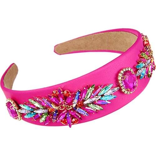 ZHINI Simple Pure Color Glossy Wide Headbands for Women Ethnic Personality Handmade Colorful Crystal Hair Band Fashion Jewelry