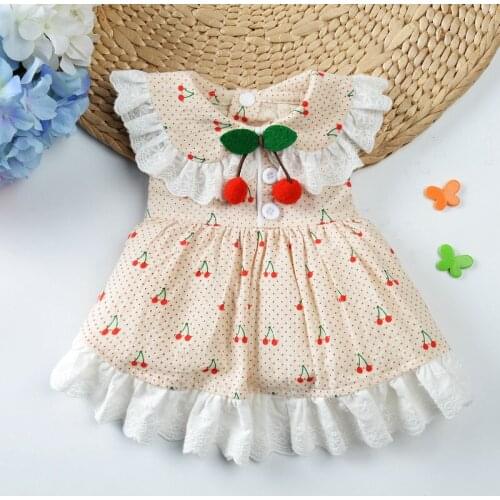 1PCs Fashion Puppy Dog Sweet Dress Spring And Summer Cute Cherry Print Dog Skirt Pet Clothes Dresses Pets Supplies