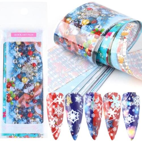 10Pcs Christmas Snowflakes DIY Nail Art Stickers Transfer Decal Manicure Decor Nail accessories наклейки для ногтей
