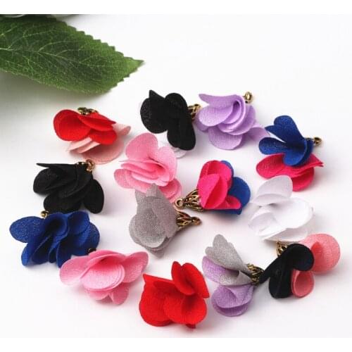 100pcs Tassels For Jewelry Diy 23mm Satin Flower Tassel Charm Pendants For Necklace Bracelet Making Earring Accessories
