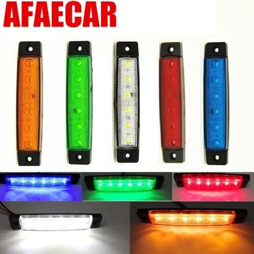 2pcs 12v 24v amber led side marker lights 6 led for trucks marker light lamp 12V Red white blue green