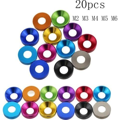 10pcs aluminum washer M2 M3 M4 M5 M6 colourful Anodized Countersunk Head Bolt Washers Gasket