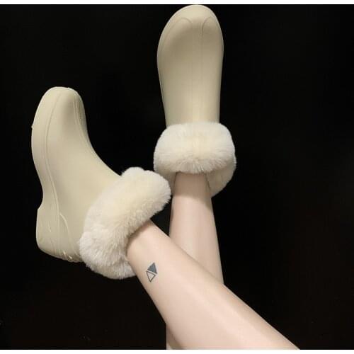 2021 Fashion Women Rain Boots Adult Waterproof Rain Shoes Slip-on Winter Warm Water Boots Washing Work Rubber Men Rainboots